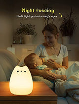 Night Light for Kids, Cat Nursery Soft Silicon Lights with Battery, 7 Color Table Lamp,Room Decor, USB Rechargeable, Gifts for Kids