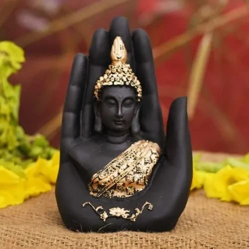 Buddha in Hand Decorative Auspicious Showpiece Figurine (Black and Gold)Buddha in Hand Decorative Auspicious Showpiece Figurine (Black and Gold)