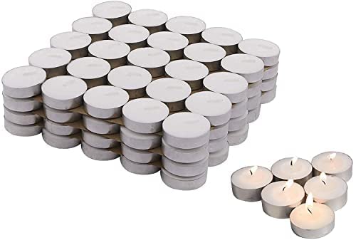 Set of 100 Wax Tea-Light Candles (White Unscented)