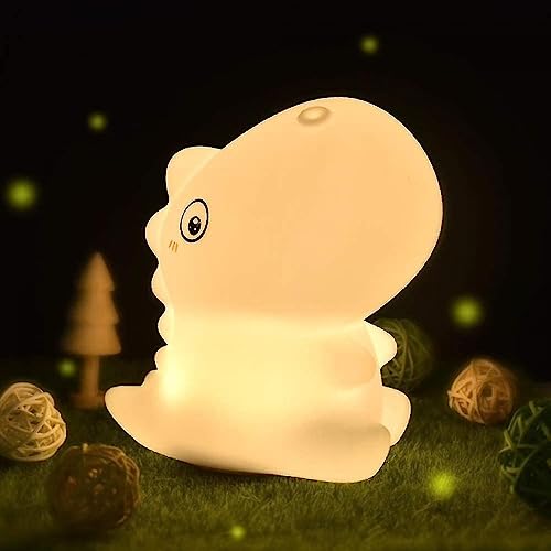 Night Light for Kids, Dinosaur Nursery Soft Silicon Lights with Battery, 7 Color Table Lamp,Room Decor, USB Rechargeable, Gifts for Kids