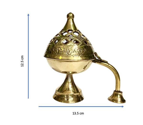 Brass Dhoop Diya Kapoor Arti Holder Stand for Festivals Weddings Pooja with Cut Work