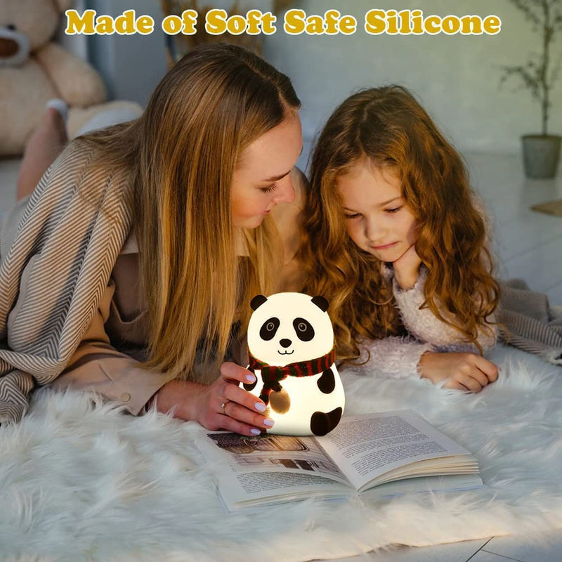 Night Light for Kids, Panda Nursery Soft Silicon Lights with Battery, 7 Color Table Lamp,Room Decor, USB Rechargeable, Gifts for Kids