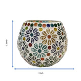 Mosaic Colorful Glass Candle Tealight Candle Holder Large 4" (Pack of 2)
