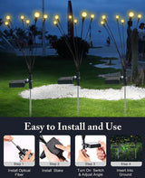 Solar 6 Led Firefly Swaying Light, Sway by Wind, Solar Outdoor Lights, Yard Patio Pathway Decoration, High Flexibility Iron Wire & Heavy Bulb Base, Warm White (Pack of 2)
