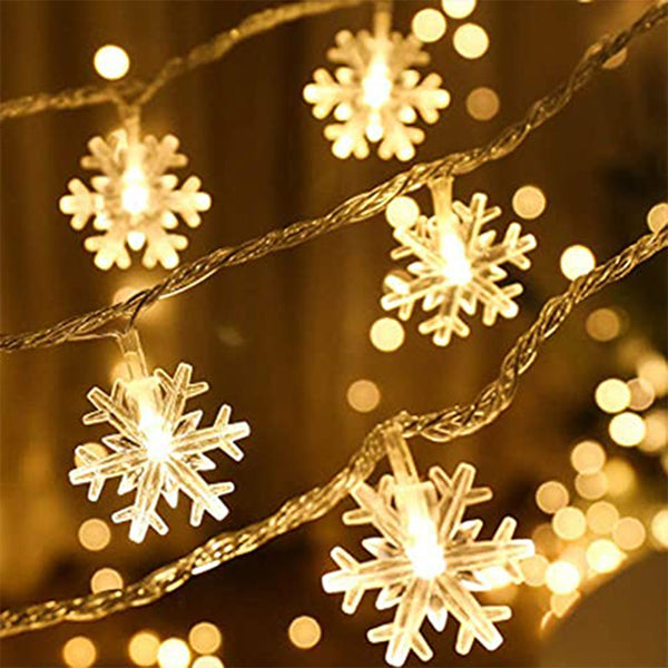 Christmas Snowflake Lights AC Powered Waterproof 16 LED 3M Garden Fairy Lights for Christmas Festival Home Party Decoration