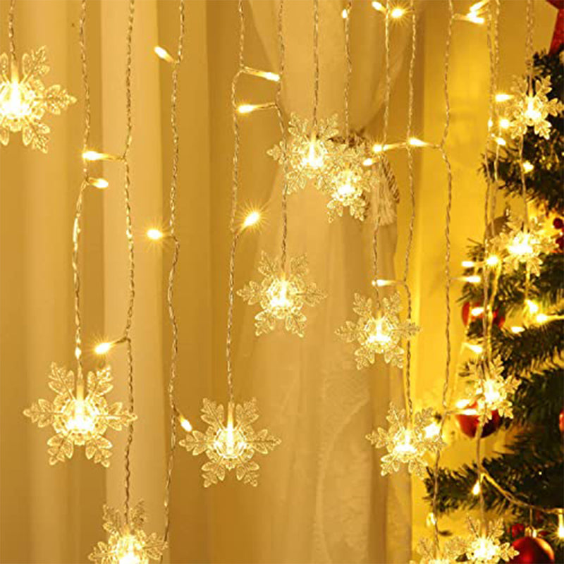 Window Lights 20 Snowflakes Curtain Fairy Light Xmas Decoration for Indoor Party Bedroom (Warm White)