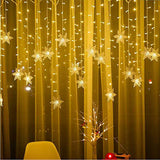 16 Snowflake LED Curtain String Light LED Fairy Lights Christmas Inverted V Snow Curtain Lamp Decoration Lamp for Indoor Bedroom Decor Party Wedding