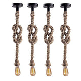 Fixture E26/E27 Base 110V-220V Retro Head Vintage Hemp Rope Hanging and Ceiling Pendant Light (Brown - 4 Units)
