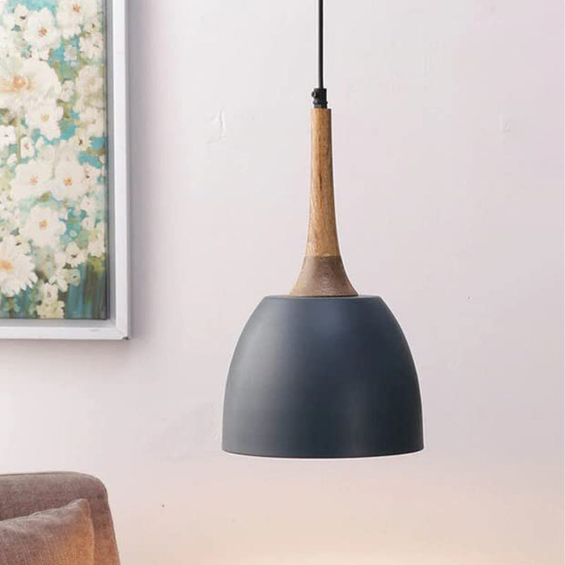 Grey Wood and Metal Hanging Light (Bulb Not Included)