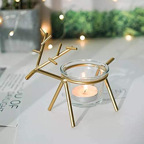 Christmas Reindeer Candle Tealight Holders Pack of 2 (Black, Gold)