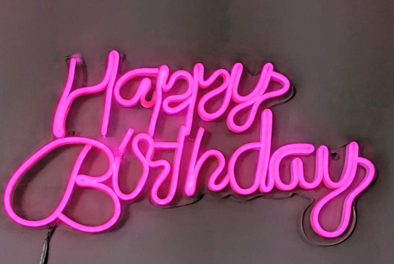 Happy Birthday Neon Signs Light LED Neon Art Decorative Lights Pink