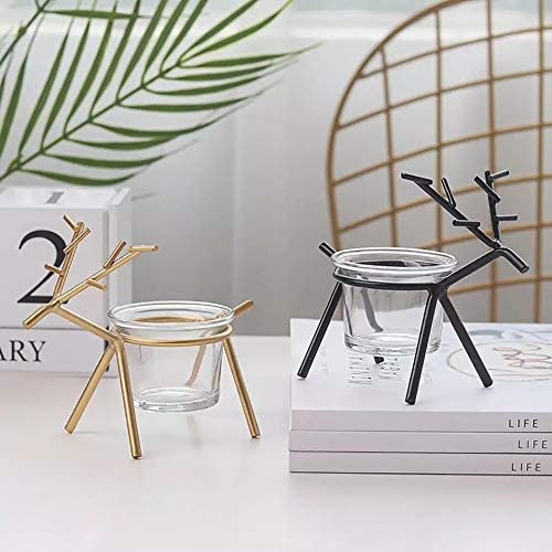 Christmas Reindeer Candle Tealight Holders Pack of 2 (Black, Gold)