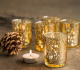 Gold Mercury Glass Tea-Light Candle Holder (Pack of 6)
