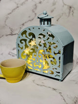 Blue Metal Cage Candle Tealight Holder