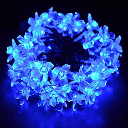 Quace DC String Lights 16 LED Blue Blossom Flower Light