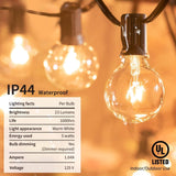 25 Ft G40 Globe Hanging Indoor/Outdoor String Lights with Clear Bulbs, (Black)(Plastic, Incandescent )