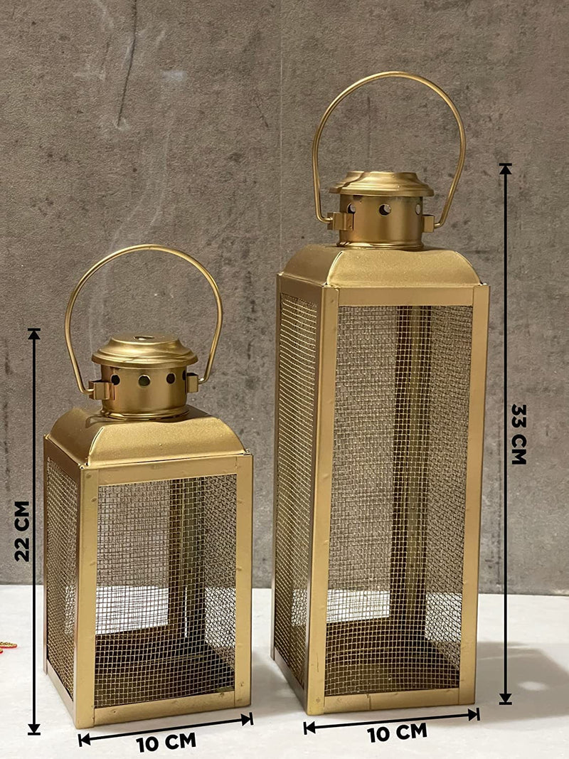 Gold Metal Net Lantern Candle Tealight Holder PACK OF 2
