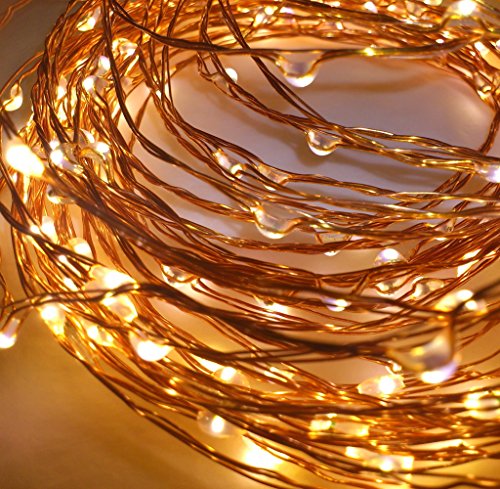 Copper String Led Light 10M 100 LED Battery Powered Wire Decorative Fairy Lights - Warm White