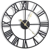 Decorative, Analog, Metal Round, Modern Roman, Contemporary Wall Clock for Home Decor (Black, 14 ")