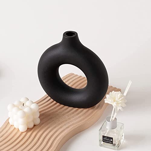 Black Donut Ceramic Vase