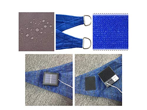 Sun Shade Triangle Cover Patio Garden Outdoor Canopy with 120 LED Night Solar Lights (Blue)