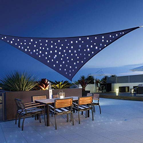 Sun Shade Triangle Cover Patio Garden Outdoor Canopy with 120 LED Night Solar Lights (Blue)