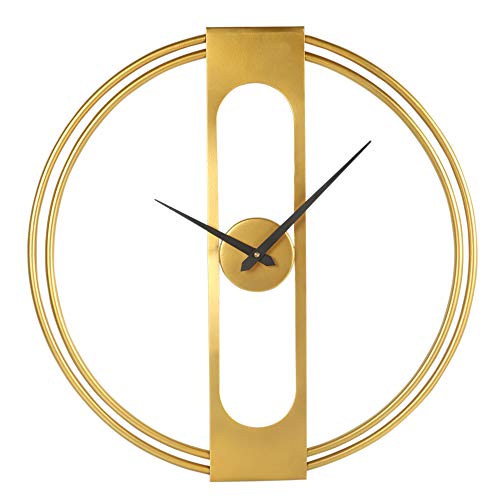 Analog, Metal, Round, Oversized, Modern Contemporary Large Decorative Wall Clock for Home Decor (Gold, 14")