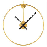 Analog, Metal, Round, Oversized, Modern Contemporary, Wall Clock for Home Decor (Slim Gold, 14")