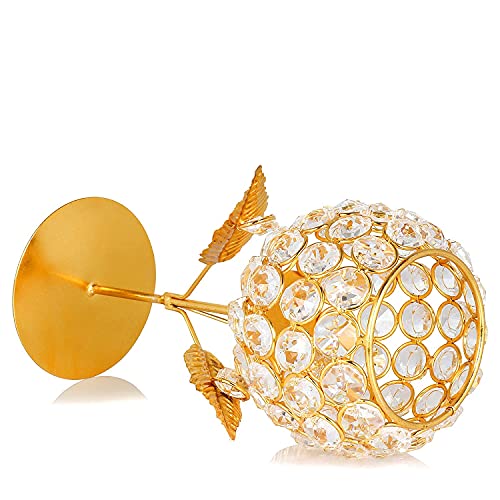 Crystal Flower Gold Glass Tea-Light Holder (Pack of 2)