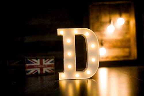 Battery Powered LED Marquee Letter Lights, Warm White, D Shape…