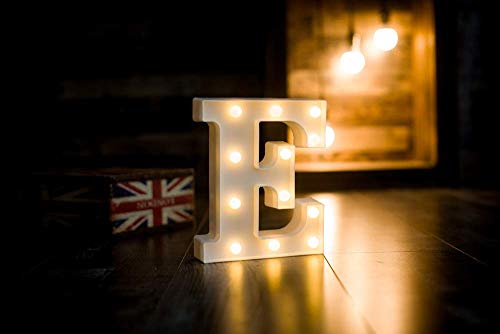 Battery Powered LED Marquee Letter Lights, Warm White, E Shape