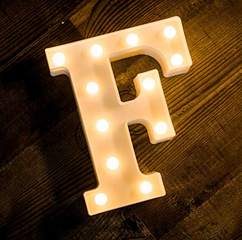 Battery Powered LED F Shape Marquee Letter Lights, Warm White…