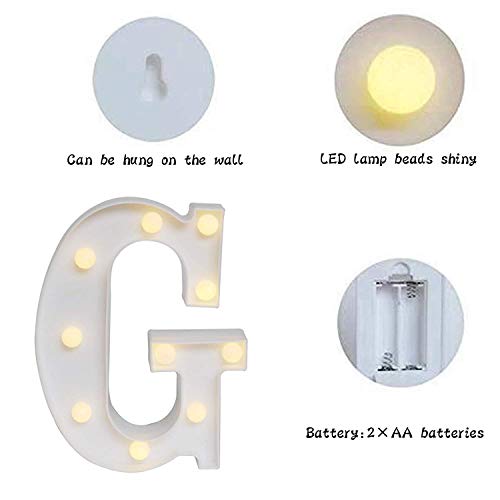 Battery Powered LED G Shape Marquee Letter Lights, Warm White…