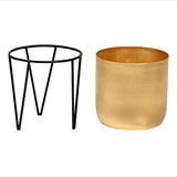 Gold Metal Cylinder Planter with Stand