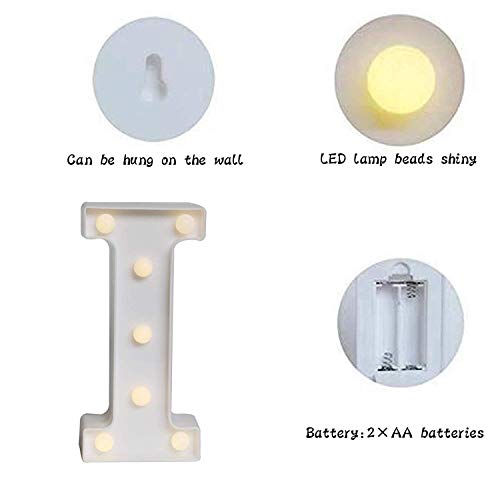 Battery Powered LED Marquee Letter Lights, Warm White, I Shape…