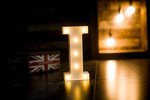 Battery Powered LED Marquee Letter Lights, Warm White, I Shape…