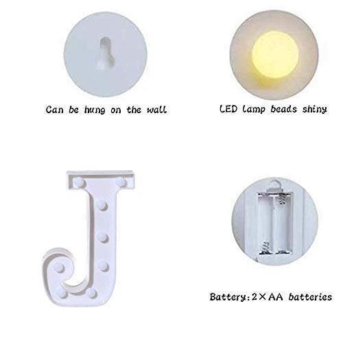 Battery Powered LED Marquee Letter Lights, Warm White, J Shape…