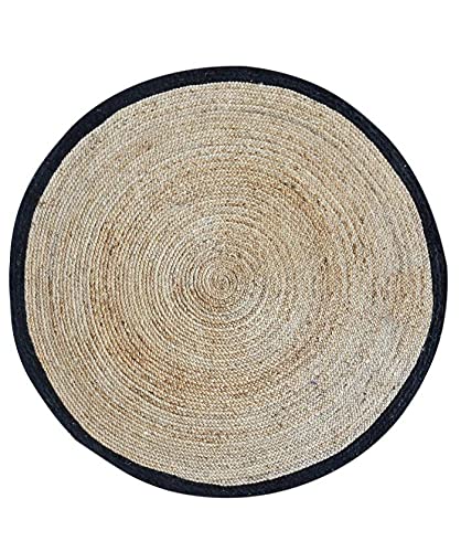 Round Braided Placemats 14 Inch Table Mats for Dining Tables Woven Heat Resistant (JuteMat-6)