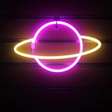 Planet Neon Signs Light LED Neon Art Decorative Lights Wall Decor for Bedroom, House, Bar, Pub, Hotel, Beach, Recreational (Pink)