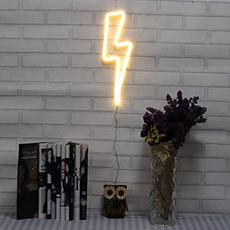 Neon Lights Table Lamp Battery Operated (Yellow Bolt)