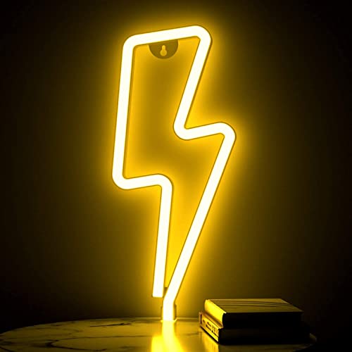 Neon Lights Table Lamp Battery Operated (Yellow Bolt)