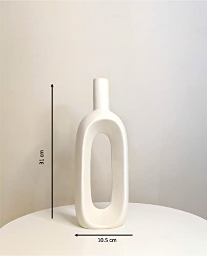 White Contemporary Oval Shape Ceramic Vase