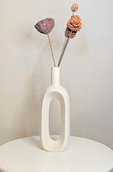 White Contemporary Oval Shape Ceramic Vase