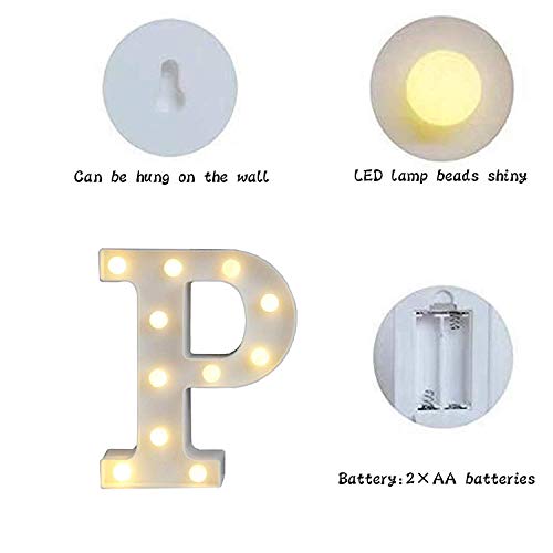 Battery Powered LED Marquee Letter Lights, Warm White, P Shape…