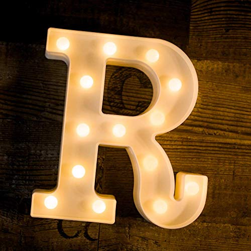 Battery Powered LED Marquee R Shape Letter Lights (Warm White)