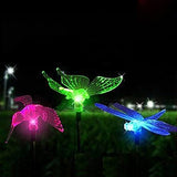 Hummingbird, Butterfly & Dragonfly Solar Powered Pathway Changing LED Lights (Multicolour)