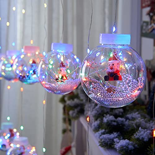 10 Santa Christmas Wish Balls 108 LED Wish Balls Window Curtain String Lights with 8 Flashing Modes Decoration for Christmas, Wedding, Party, Home, Patio Lawn (RGB)