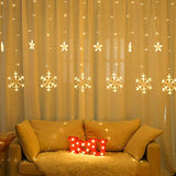 8 Modes Waterproof 138 LED Snowflake String Curtain Lights with Star ( warm white ,Corded electric,Plastic)