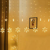 8 Modes Waterproof 138 LED Snowflake String Curtain Lights with Star ( warm white ,Corded electric,Plastic)