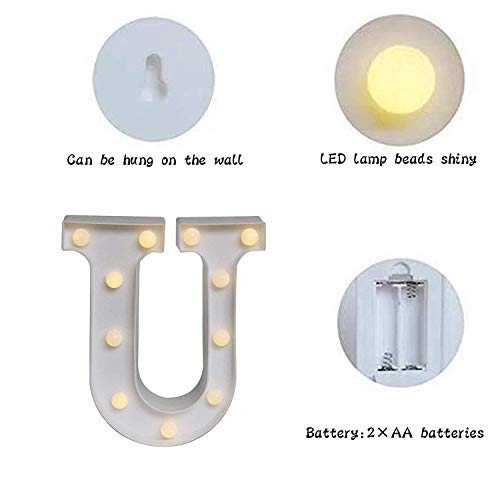 Battery Powered LED Marquee Letter Lights, (Warm White, U Shape)…